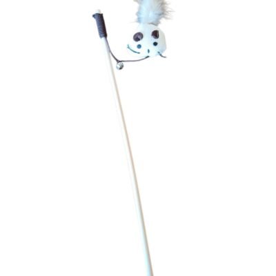 BARA DE MADERA CON SONAJERO Y PELUCHE PARA GATO