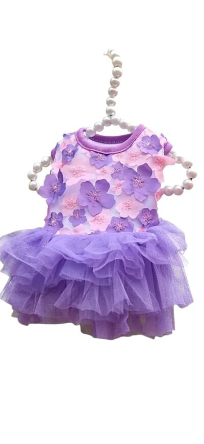 VESTIDO FLORES CON TUTU PARA MASCOTAS "M" (PEQUEÑO) - Imagen 2