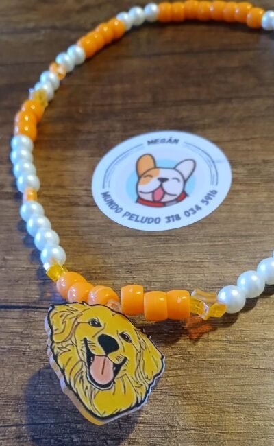 COLLAR DE PERLAS CON DIJE GOLDEN "M" - Imagen 2