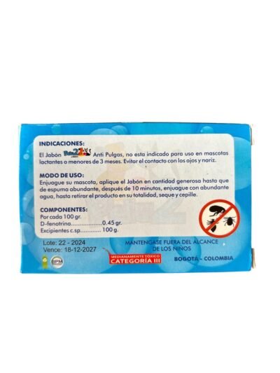 JABÓN ANTIPULGAS, PIOJOS Y GARRAPATAS PARA PERROS Y GATOS - Imagen 2