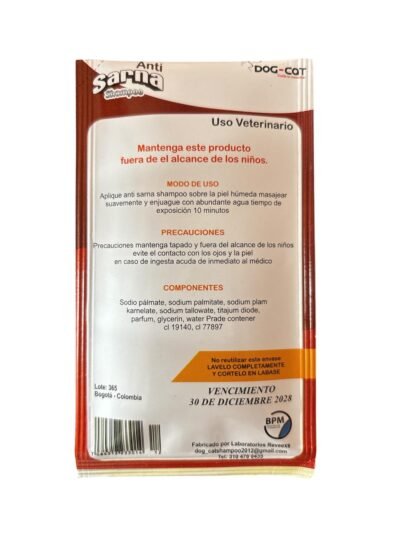 SHAMPOO ANTI SARNA PARA PERROS Y GATOS - Imagen 2