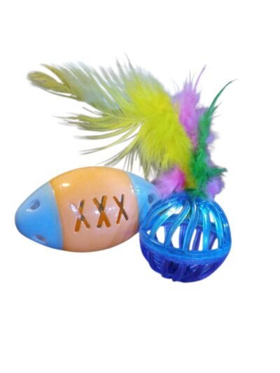 JUGUETE DOBLE CON PLUMA Y SONAJERO