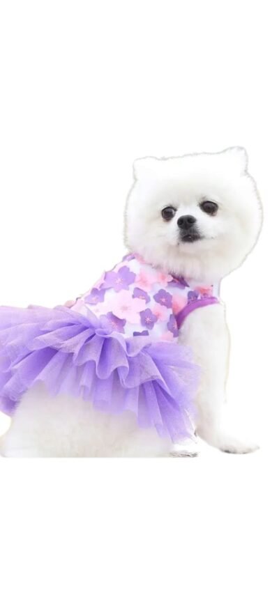 VESTIDO FLORES CON TUTU PARA MASCOTAS "M" (PEQUEÑO)