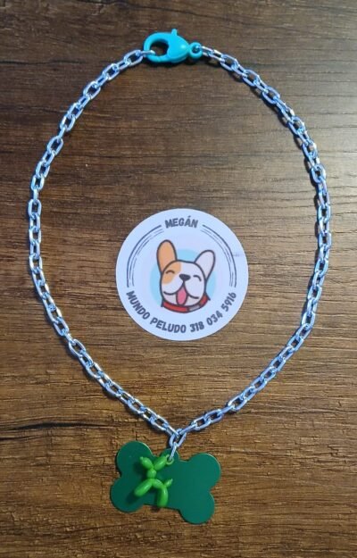 COLLAR CADENA PLACA Y DIJE PERRO "S"