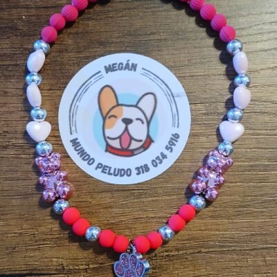 COLLAR ROSA CON HUELLA Y PLACA "XS"