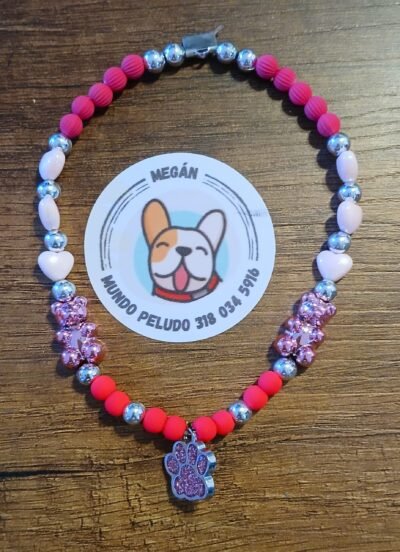 COLLAR ROSA CON HUELLA Y PLACA "XS"