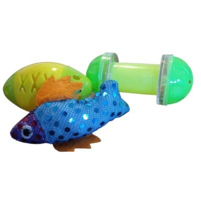 JUGUETE TRIPLE CON PESCADO Y SONAJERO